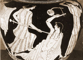 Смерть Орфея. Аттическая краснофигурная амфора работы Гермонакса, около 470-450 до н.э. Лувр, Париж